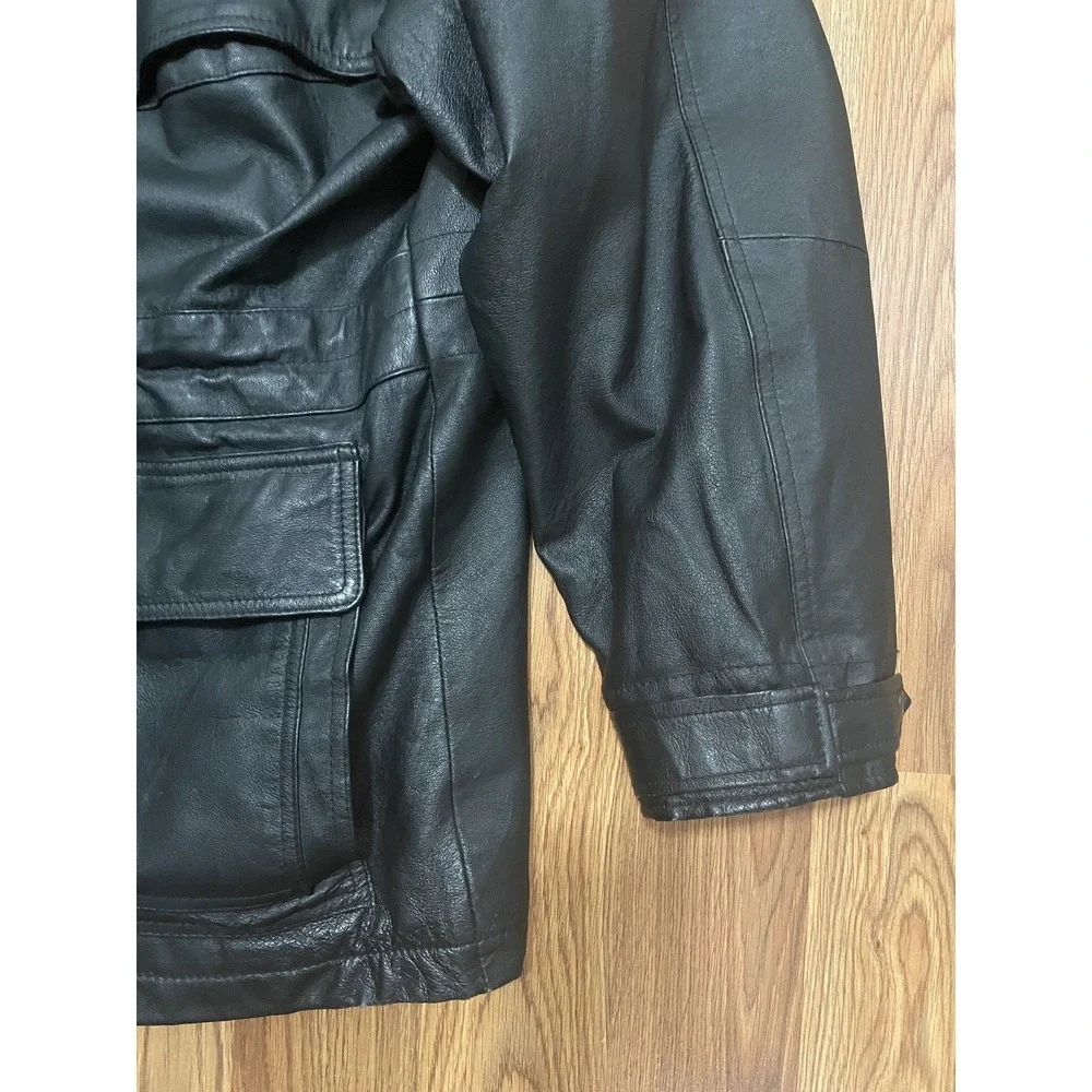 World Alliance Originals Leather Field Jacket Mens Medium Military Cargo Pockets